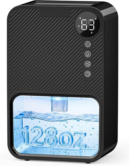 Dehumidifier,128oz Visible Water Tank 1000 sq.ft Dehumidifier for Home – Quiet Portable Unit with 24-Hour Timer, Auto
