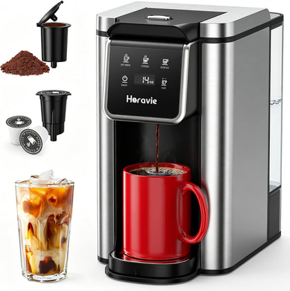 Single Serve Coffee Maker for K-Cup Pod & Grounds, Hot & Iced Coffee Maker, Strong Button Feature, 6 to 14oz Brew