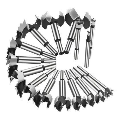 Hex Shank Forstner Bit Set, 16pcs Multi Sided Shank Wood Drill bit Set for Woodworking, Auger Opener Round Shank