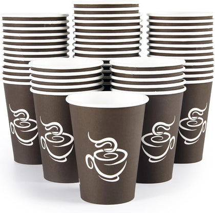 240 Pack 12 oz Paper Cups, Brown Disposable Hot Coffee Cups