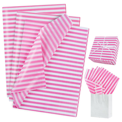 Hot Pink Pin Stripe Tissue Paper Bulk,Wrapping Tissue Paper for Gift Bags, 14 x 20 Inch Gift Wrap for Bridal Shower