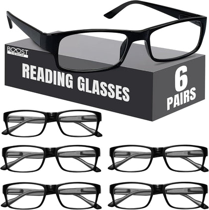 Reading Glasses, Traditional Black Frames, with Spring Loaded Hinges