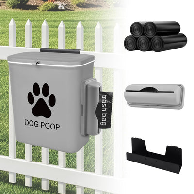 Dog Poop Trash Can Outside Hanging, 2 Gallon Wall Mount Dog Poop Trash Can