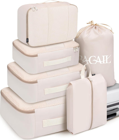 6 Set Packing Cubes Luggage Packing Organizers for Travel Accessories-Beige