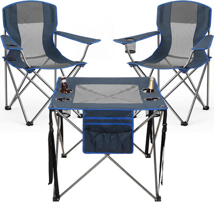 Camping Chair Set of 3,Outdoor Folding Camping Chairs with Cup Holder & Carry Bag for Sports,Hiking,Picnic,Includes
