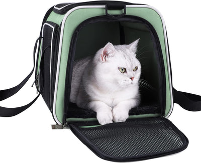 Top Load Cat Carrier for Medium Cats and Small Dogs with Washable Cozy Bed, 3 Doors and Shoulder Strap. Easy to get