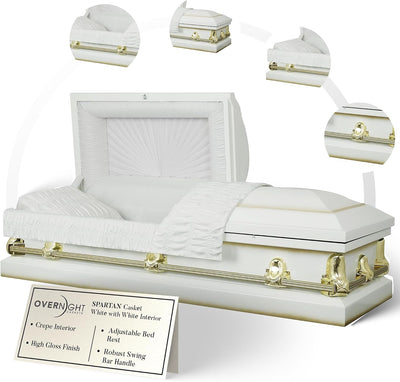 Spartan Collection Funeral Casket White w/White Interior
