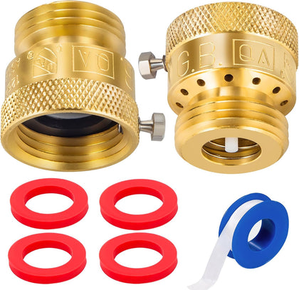2-Pack Brass Vacuum Breaker Set 3/4" Anti-Siphon Hose Bib Valve for Garden Spigot RV Hose Connection Backflow