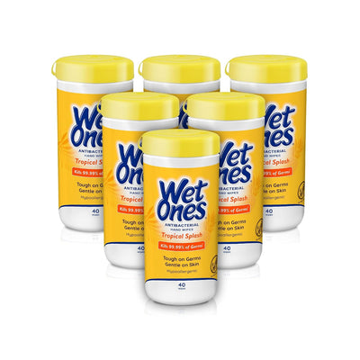 Antibacterial Hand Wipes, Tropical Splash, 40 ct Canister (6 Pack)