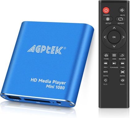 HDMI Media Player, Blue Mini 1080p Full-HD Ultra HDMI MP4 Player | for -MKV/RM/ MP4 / AVI etc- HDD USB Flash