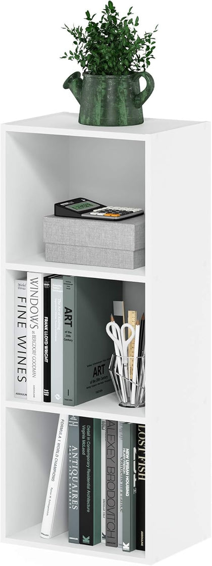 LUDER Book Shelf, 3-Cube Bookshelf, Bookcase with Open Shelves, 9.3 x 12 x 31.5, Easy Assembly