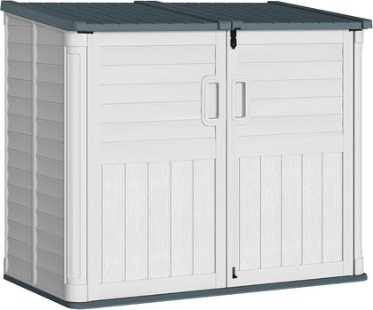 Outdoor Trash Can Storage Shed, 34 Cu.ft Horizontal Outdoor Storage Cabinet, Waterproof for Garden, Pool Storage