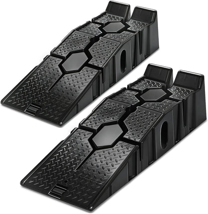 7" Car Lift Ramp, 9" Working Width, 2-Pack Vehicle Parking Ramp Stand - 2.5 T G.V.M Capacity for One Pair
