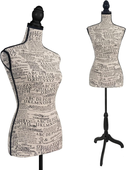 Female Dress Form Mannequin Torso Body with Adjustable Tripod Stand Dress Jewelry Display