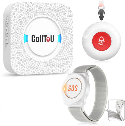 Caregiver Pager Wireless Call Button Nurse Alert System 500+ Feet for Home/Elderly/Patient/Disabled 06WS (1 Receiver