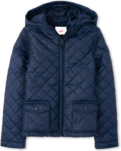 Girls' Zip Up Quilted Hooded Jacket