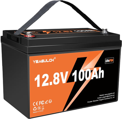 12V 100Ah LiFePO4 Lithium Battery BIC Group 31 with 100A BMS 1.28kWh | 15000+ Deep Cycle Rechargeable Lithium Iron