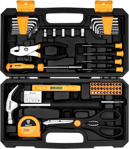 62-Piece Household Tool Set:Small Basic Home Tool Kit with Plastic Toolbox, Hand Tools with Storage Case DEKOPRO