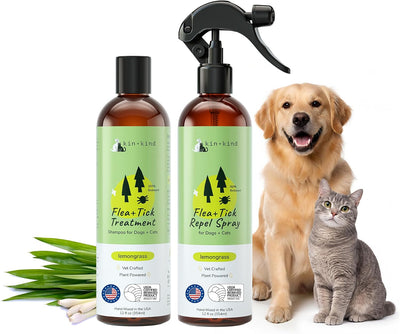 Flea & Tick Spray & Shampoo Kit for Dogs & Cats, Lemongrass