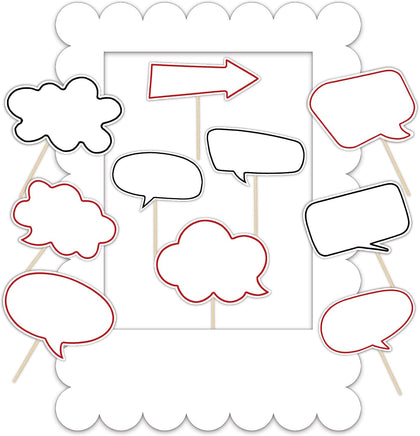 23 Pcs Large Blank Photo Booth Props Set White Scalloped Picture Frame with Bubble DIY Selfie Props for Graduation
