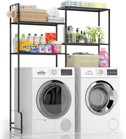 Over the Washer and Dryer Storage Shelf, 4-Tier Laundry Room Organizer with Adjustable Shelves & Leveling Feet, Heavy