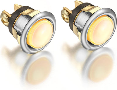 2 Pack Lighted Doorbell Button Replacement, Silver, Yellow Light | Easy to Install Wired Doorbell Button Push Door