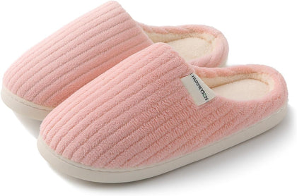 Slippers for Women, Warm Memory Foam Comfy House Slippers with Anti-Skid Rubber Sole for Indoor and Outdoor