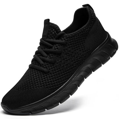 Mens Tennis Shoes Running Sneaker Slip On Walking Shoe Black Size 9.5