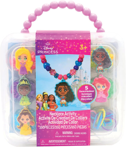 Disney Princess Necklace Activity Case – Jewelry Making Kit with Beads, Charms & Strings – Create Custom Princess