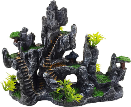 Aquarium Ornaments View Mountain,Fish Tank Decorations Resin Rock Landscape Artificial Stone Aquarium Decor with