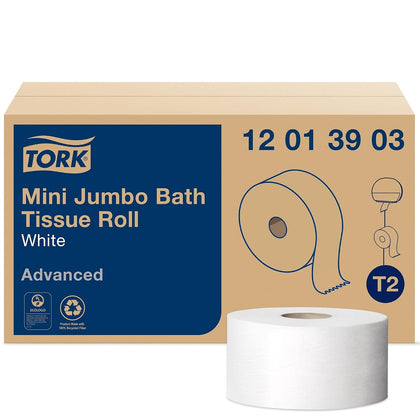 Mini Jumbo Toilet Paper Roll White T2, 12 x 1200', 12013903