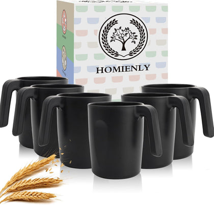 Unbreakable Coffee Mug Set - 6 Wheat Straw Reusable Cups | Dishwasher Safe Drinking Glasses | Alternative to Plastic