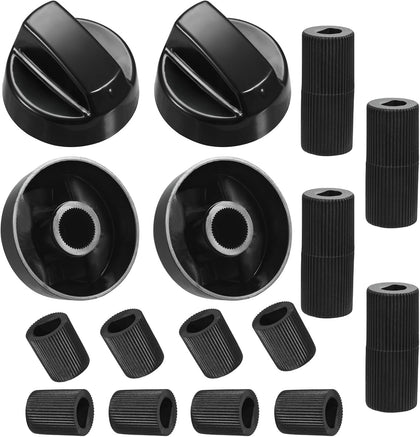 Upgraded 4 Pack Universal Control Knobs with 12 Adapters Black | Wide Application for Oven Stove Range Universal