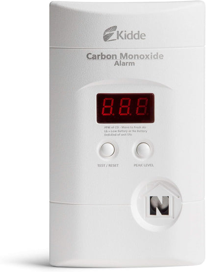Carbon Monoxide Detector, Plug-In with 9V Battery Backup, Digital Display, 85 dB Alarm, LED Status Light Indicators