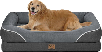 Large Orthopedic Dog Bed for Extra Large Dogs, Waterproof XL Egg-Crate Foam Dog Bed with Removable Washable Cover &