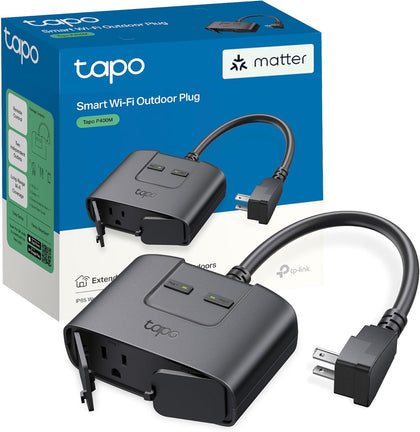 Matter Outdoor Smart Plug, 2 Individual Outlets, P400M | IP65 Weather Resistance, Works with Apple Home, Alexa