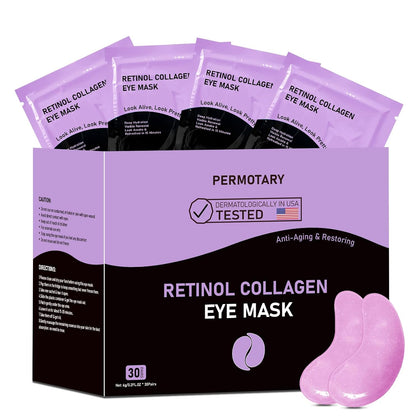 Under Eye Patches, 30 Pairs Retinol Eye Mask, Collagen Eye Patches Pad For Dark Circles & Puffy Eyes Dark Circles and