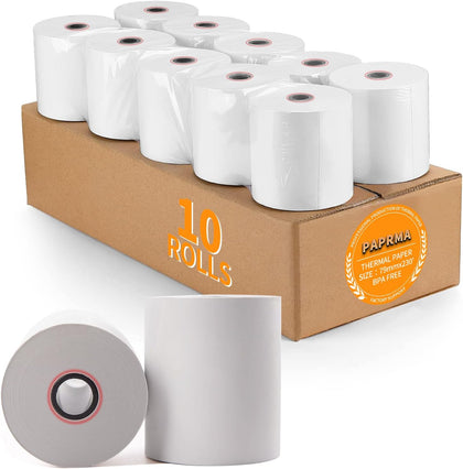 3 1/8'' x 230ft' Thermal Paper Receipt 10 Rolls, Receipt Paper POS Cash Register Paper for Credit Card Machine Square