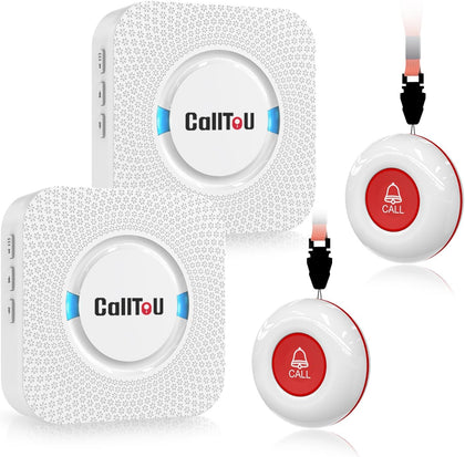 Caregiver Pager with 2 Wireless Call Button for Elderly at Home