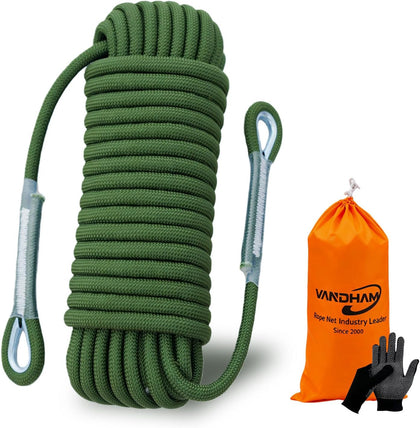 Static Climbing Rope - 12mm High Strength Arborist Rope 32FT for Outdoor Rappelling, Swing, Rigging, Tree Work