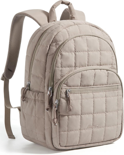 College Laptop Backpack, Travel Backpack for Women, Quilted Casual Daypack, Water-Resistant Bookbag for 15.6 Inch
