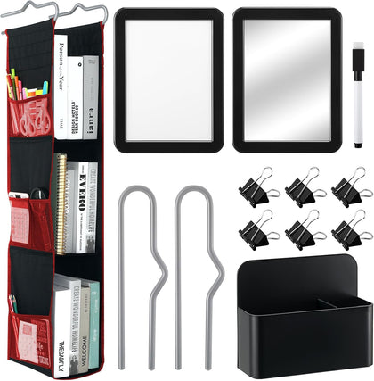 5 Pcs 3 Shelf Hanging Locker Organizer Adjustable School Locker Shelf with Magnetic Pen Holder Magnetic Mirror