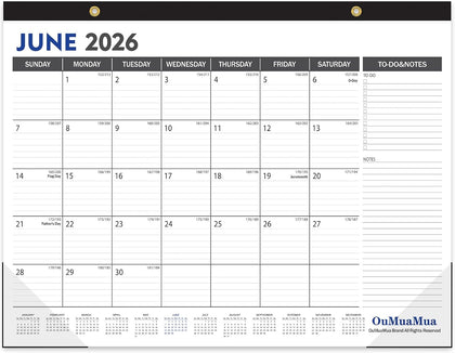 Large Desk Calendar 2026-2027 - 19 Months from Jun. 2026 through Dec. 2027, 22 x 17 Inches Desktop Wall Calendar with