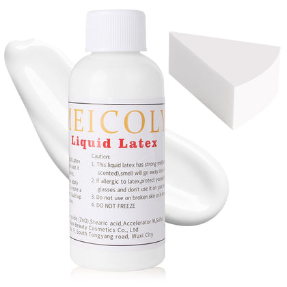 Clear White Liquid Latex with Sponge for Yarn Wood Makeup,Halloween Costume SFX Special Effects Makeup for Scar Burn