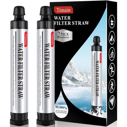 2 Pack 4-Stage Filtration, High Flow Rate Water Filter Straw, Water Purifier Survival for Emergency Kits, Travel