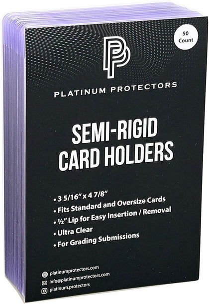 Semi-Rigid Card Holders for Graded Card Submissions for Standard Trading Cards (50 Pack)