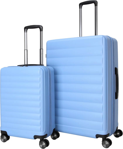 EON 2-Piece Hardside 8-Wheel Spinner Luggage Set: 20" Carry-On & 28" Checked Suitcase Size Luggage, Ashleigh Blue
