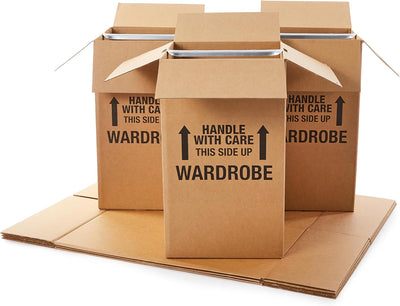 Sturdy Wardrobe Moving Boxes, 20" x 20" x 34", Brown, 6-Pack