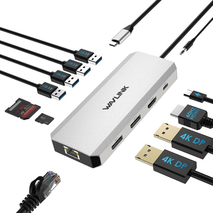 Laptop Docking Station,Triple Monitors,Dual DisplayPort,HDMI,85W PD | 12 In 1 Multiport USB C Dock, Single 4K@60Hz