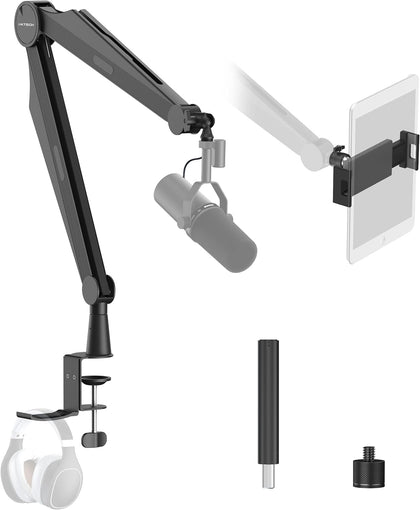 Mic Boom Arm Microphone Arm for Blue Yeti Shure Sm7b Hyperx QuadCast Rode At2020 and Fifine Upgraded Mic Stand with